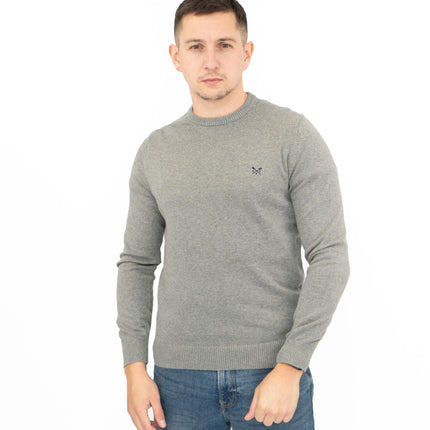 Crew Clothing Mens Knitted Jumper Long Sleeve Grey-Quality Brands Outlet-
