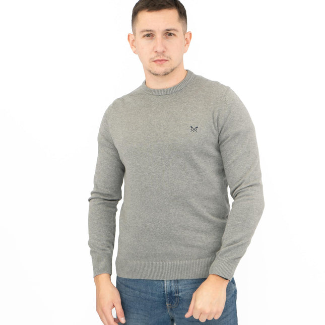 Crew Clothing Mens Knitted Jumper Long Sleeve Grey-Quality Brands Outlet-