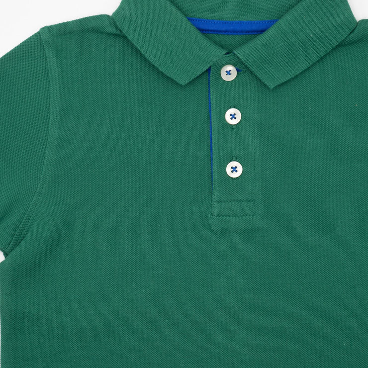 Mini Boden Boys Green Pique Casual Short Sleeve Polo Shirts
