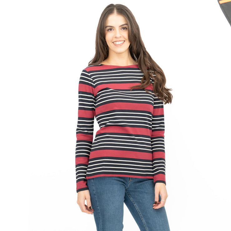 Crew Clothing Womens Top Ultimate Breton Stripe Red - Quality Brands Outlet