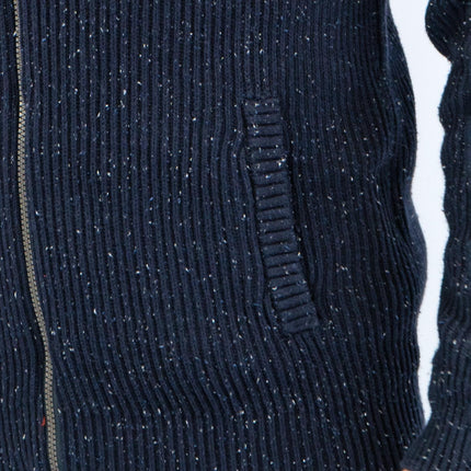 Crew Clothing Mens Chunky Knit Jacket Zip Up Navy Flecks - Quality Brands Outlet