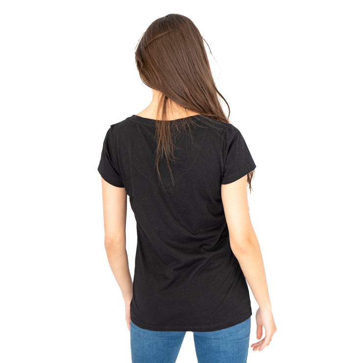 True Religion Womens Black Top T-Shirt Short Sleeve V-Neck