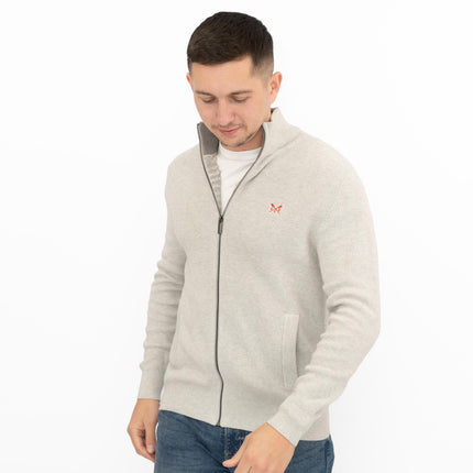 Crew Clothing Mens Cardigan Zip Up Grey - Quality Brands Outlet
