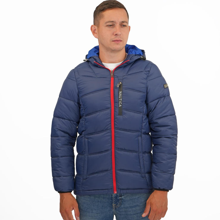 Nautica Mens Performance N83 Hooded Puffer Jacket Navy Quality Brands Outlet