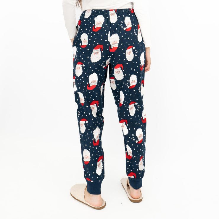 Old Navy Gap Womens Navy Santa Head Christmas Jogger Style Pyjama Bottoms Elasticated Waist Trousers