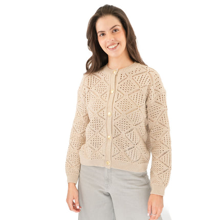 M&S Pointelle Knitted Cappuccino Cardigan - Quality Brands Outlet