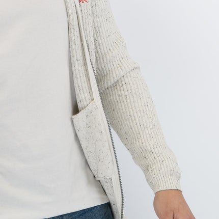 Crew Clothing Mens Chunky Knit Jacket White Flecks - Quality Brands Outlet
