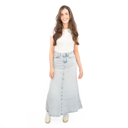 M&S Denim Maxi Skirt A-Line Cotton Lyocell-Quality Brands Outlet-