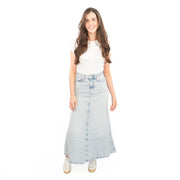 M&S Denim Maxi Skirt A - Line Cotton Lyocell - Quality Brands Outlet