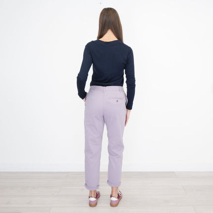 M&S Cotton Rich Tapered Ankle Grazer Chinos Lilac-Quality Brands Outlet-