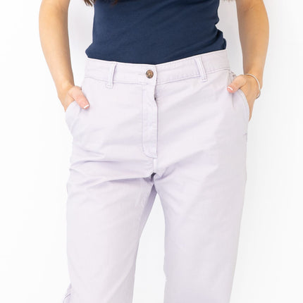 M&S Cotton Rich Tapered Ankle Grazer Chinos Pale Lilac-Quality Brands Outlet-