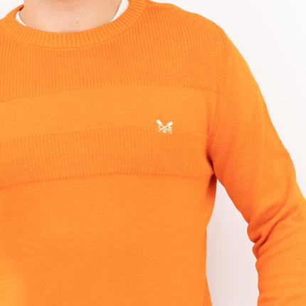 Crew Clothing Mens Rib Knitted Jumper Long Sleeve Orange-Quality Brands Outlet-