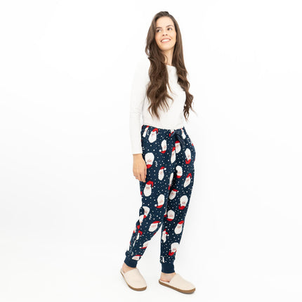 Old Navy Gap Womens Navy Santa Head Christmas Jogger Style Pyjama Bottoms Elasticated Waist Trousers-Quality Brands Outlet-