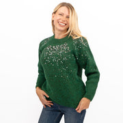 M&S Womens Green Sequin Crew Neck Jumper - Quality Brands Outlet