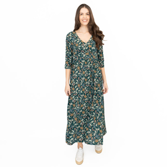 Seasalt Maggie Maxi Dress Green Stitched Clematis Lotch-Quality Brands Outlet-