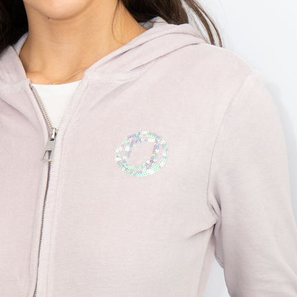 Lipsy London Lilac Velour Full Zip Hoodies-Quality Brands Outlet-