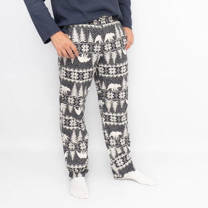 Mens Christmas Pyjama Trousers Grey Polar Bear Pant Old Navy