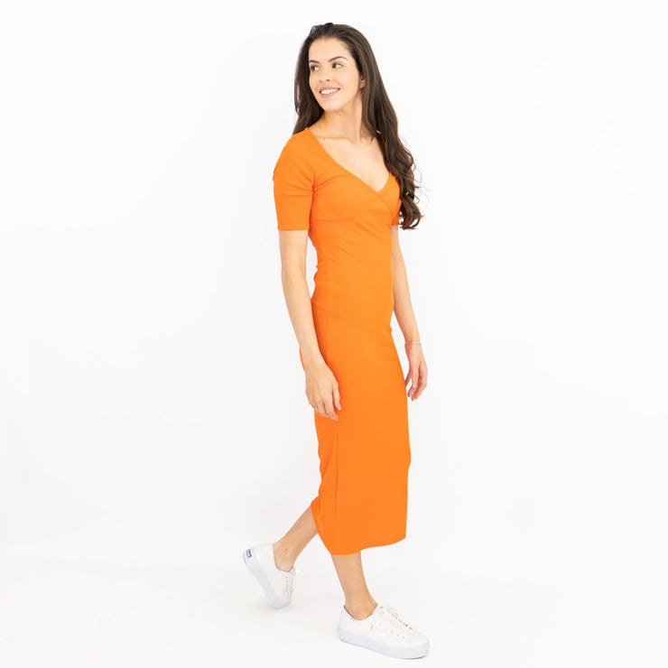 orange ribbed bodycon dress FRSASU Women's Long Sleeve Ribbed Knit Casual Bodycon Mini Dress Ruched Drawstring Fall Pullover Sweater Dresses Orange