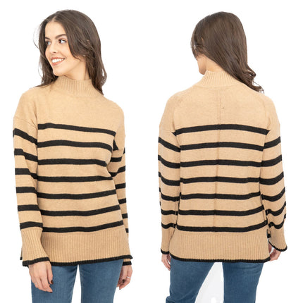 Nobodys Child Beige Striped Funnel Neck Longline Jumper - Quality Brands Outlet