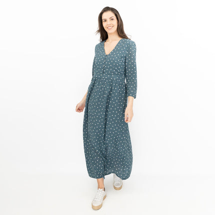 Seasalt Blue Feather Slate Polka Dot Midi Dress-Quality Brands Outlet-