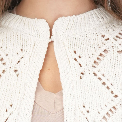 M&S Cream Open Stitch Cropped Cardigan-Quality Brands Outlet-