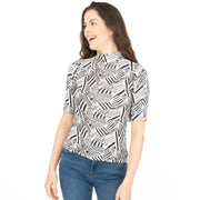 Karen Millen Short Sleeve Black & White Geometric Print Tops