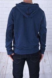 Men's Navy Half Button Drawstring Cotton Jersey Sweatshirts Hoodies - Quality Brands Outlet