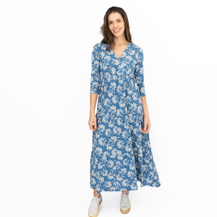 Seasalt Sky Branch Blue Elderflower Shadow Midi Dress-Quality Brands Outlet-