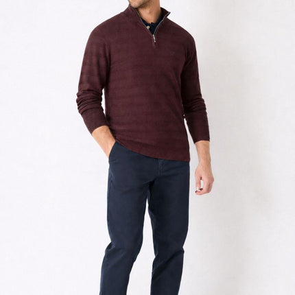 Crew Clothing Mens Jumper Half Zip Cashmere Blend Burgundy - Quality Brands Outlet