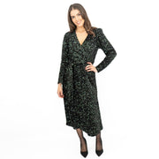 Velvet Sequin Wrap Midi Dress Sparkle Green - Quality Brands Outlet