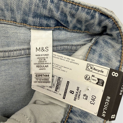 M&S Boyfriend Ankle Grazer Jean Light Indigo Relaxed Fit Casual Denim - Quality Brands Outlet