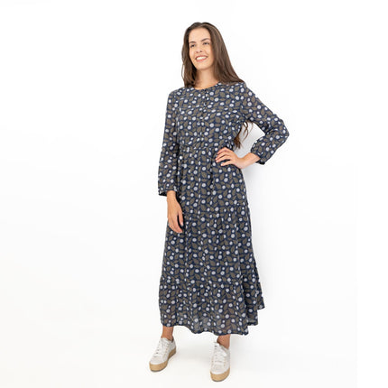 Seasalt Navy Leaves Charbon Midi Dress-Quality Brands Outlet-