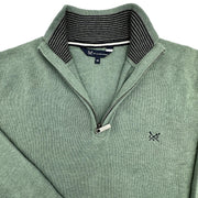 Crew Clothing Mens Knitted Jumper Long Sleeve Half Zip Pale Green - Quality Brands Outlet