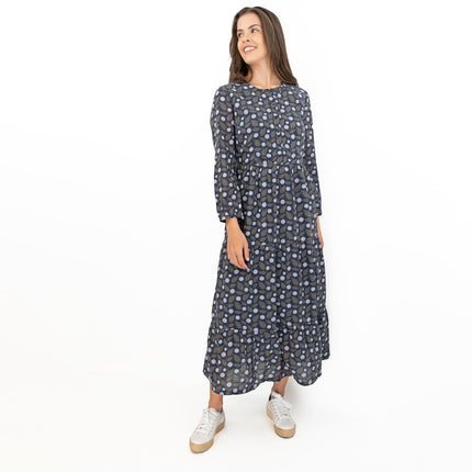 Seasalt Navy Leaves Charbon Midi Dress-Quality Brands Outlet-
