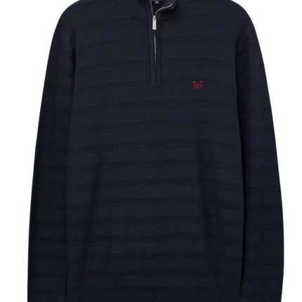 Crew Clothing Mens Jumper Half Zip Cashmere Blend Navy - Quality Brands Outlet