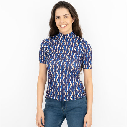 Karen Millen Purple Geo Print Short Sleeve Tops-Quality Brands Outlet-