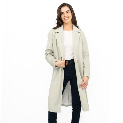 Phase Eight Revere Coat Wool Blend Double Breasted Knee Length Light Green - Quality Brands Outlet