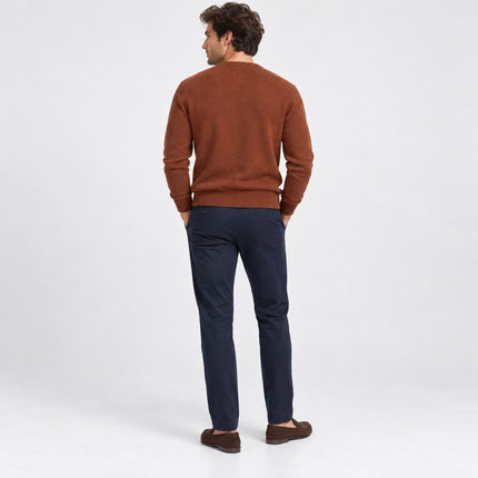 Mens Jumpers Ultimate Lambswool Crew Neck Jumper - Redwood Brown-Quality Brands Outlet-