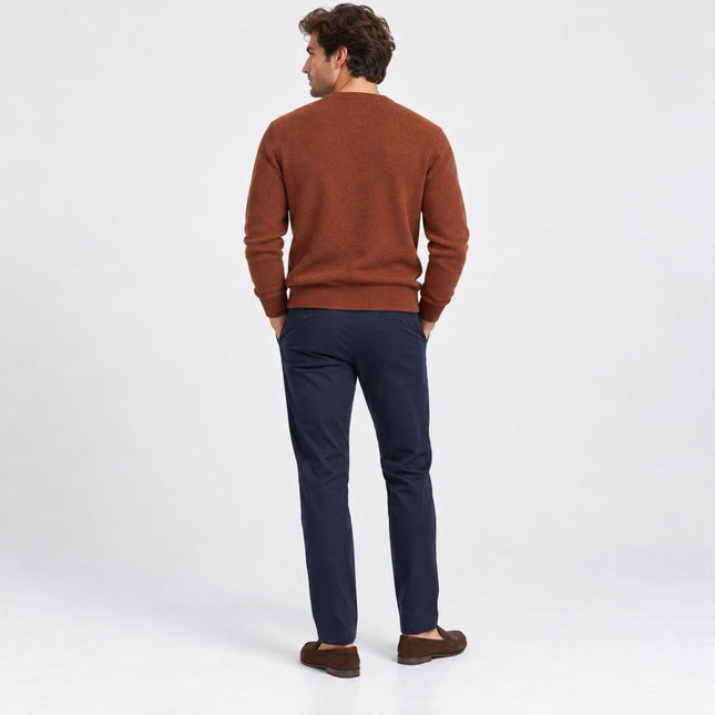 Mens Jumpers Ultimate Lambswool Crew Neck Jumper - Redwood Brown-Quality Brands Outlet-