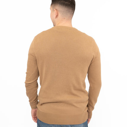 Crew Clothing Mens Rib Knitted Jumper Long Sleeve Brown-Quality Brands Outlet-