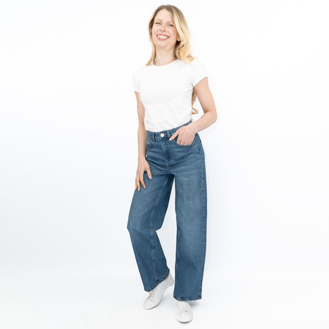 M&S Wide Leg Blue Jeans Medium Indigo Blue