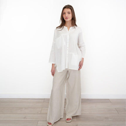 East Clothing Shirt Relaxed Fit White Cotton Blouse - Quality Brands Outlet