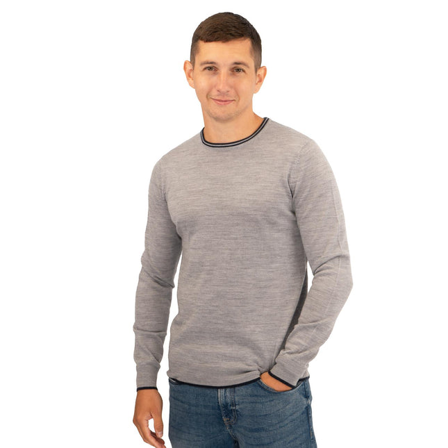 Nicole Farhi Farhi Mens Crew Neck Merino Wool Jumper Grey-Quality Brands Outlet-