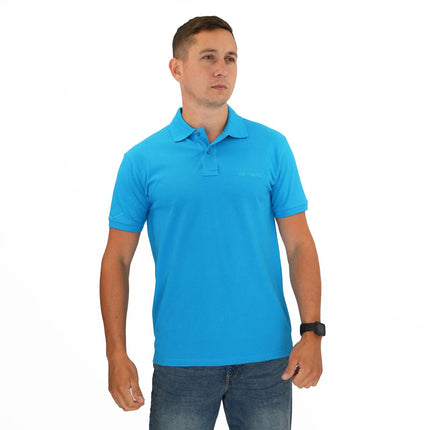 Mens Summer Tops Short Sleeve Blue Pique Polo Shirts Premium Brand-Quality Brands Outlet-