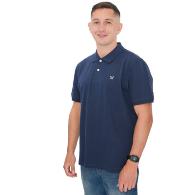 Crew Clothing Polo Shirt Classic Pique Cotton Navy - Quality Brands Outlet