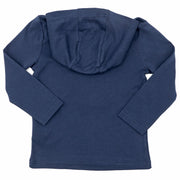 Frugi Boys Blue Cotton Jersey Hoodie Lightweight Long Sleeve Tops