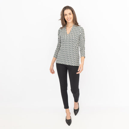 Hobbs Aimee Geometric Top Ivory Green-Quality Brands Outlet-