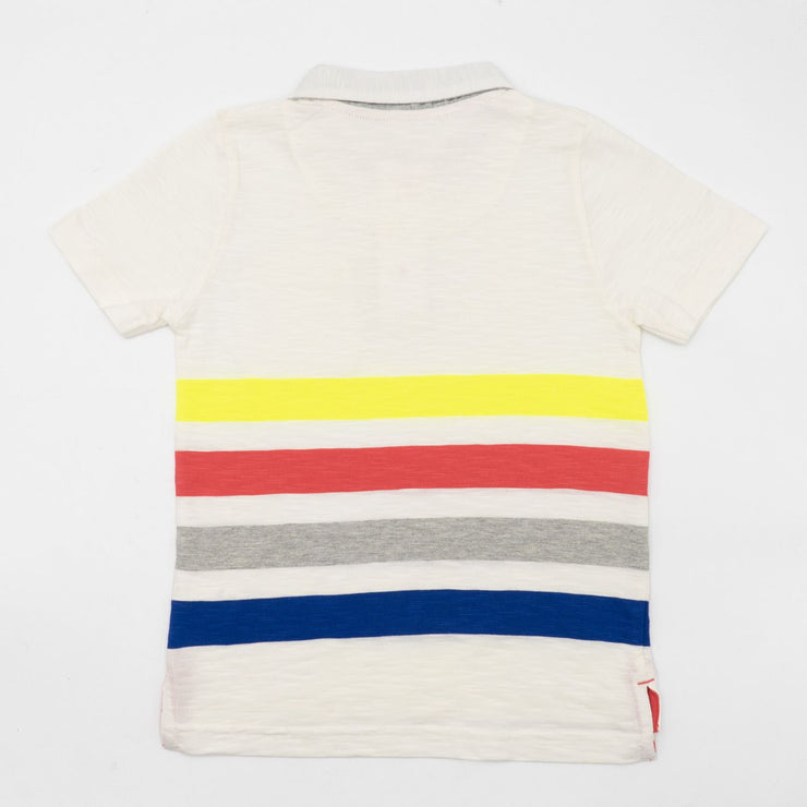 Mini Boden Boys White Rainbow Short Sleeve Polo Shirts