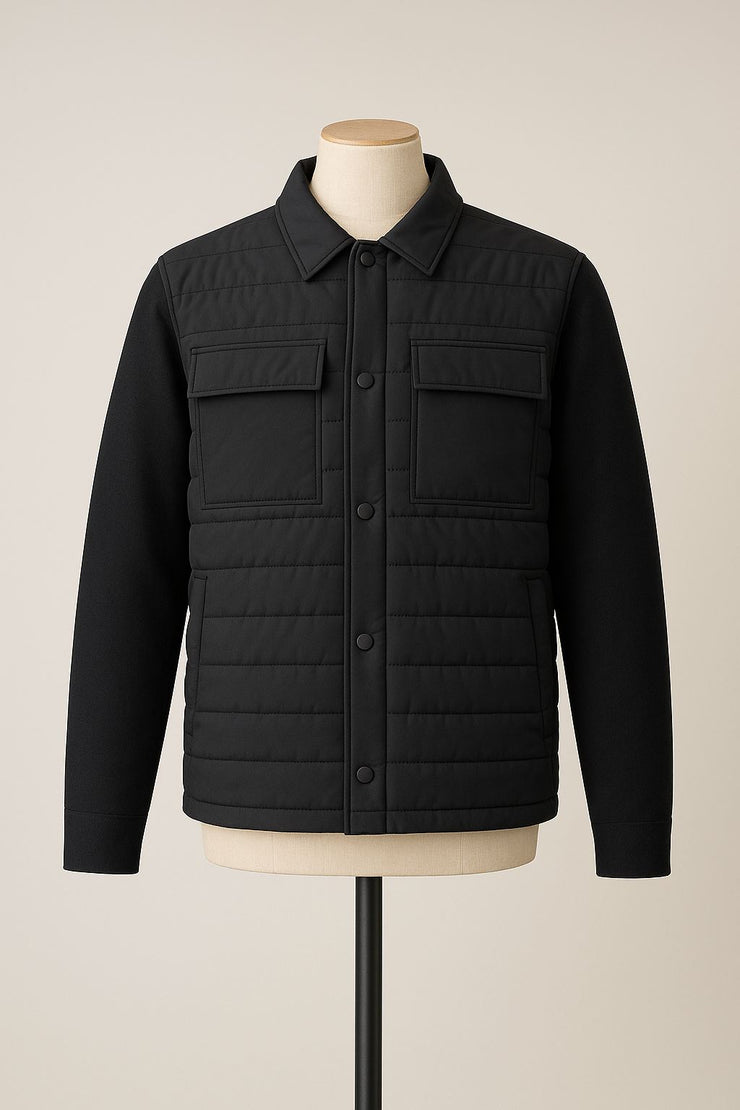 M&S Mens Autograph Black Quilted Jacket - Quality Brands Outlet
