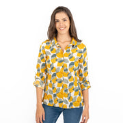 Seasalt Larissa Yellow Leaves and Lemons Sunglow Shirts Long Sleeve Summer Tops